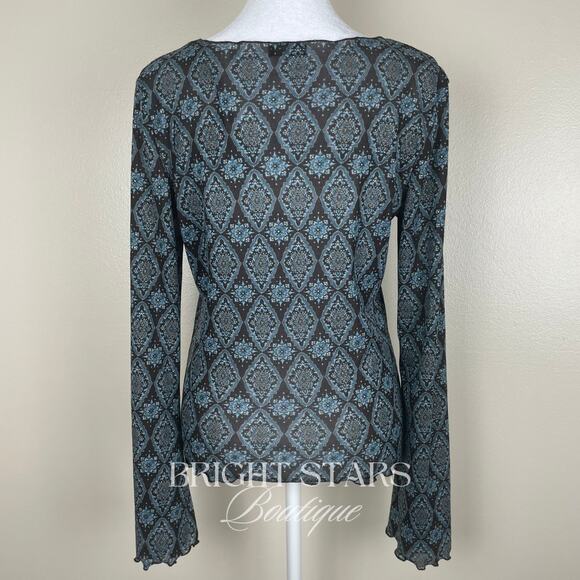 Rare Vintage Semi Sheer Print Top ASO Willow Rosenberg BtVS Y2K Boho Buffy - Picture 5 of 9